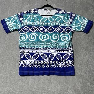 Vintage Pacific Cove‎ Shirt Womens PM Surfer Beach Blue Green Striped Oversized